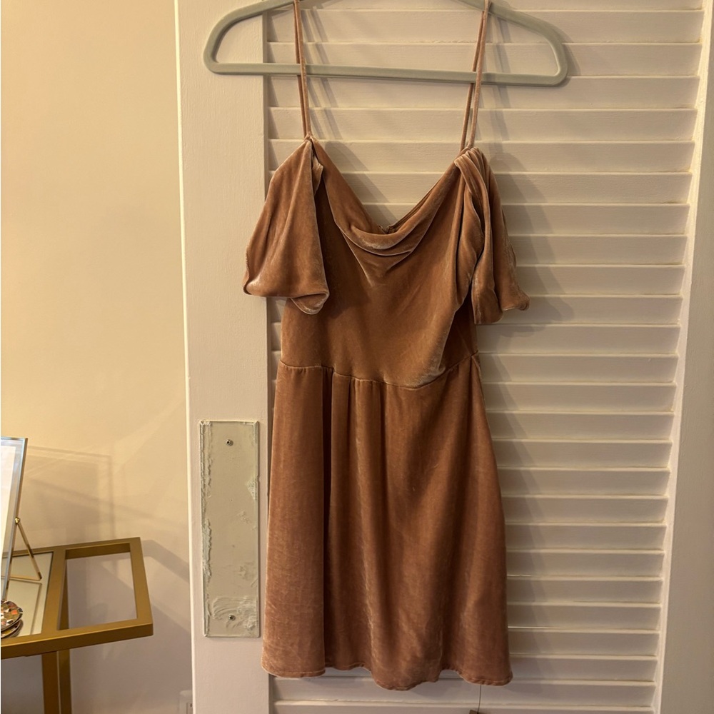 Elegant Brown Off-Shoulder Dress